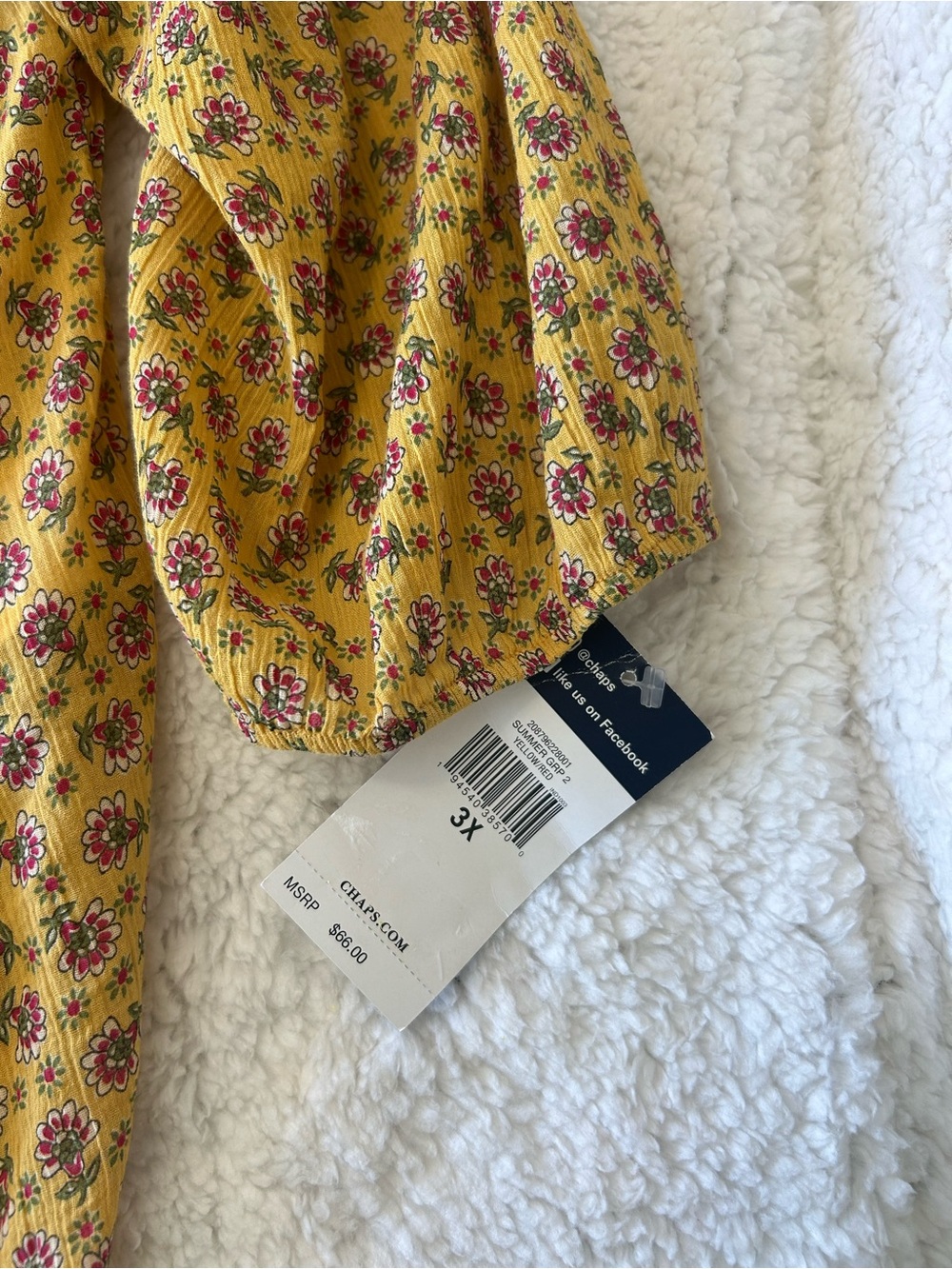 Chaps Yellow Floral Smocked Top - Picture 4 of 6